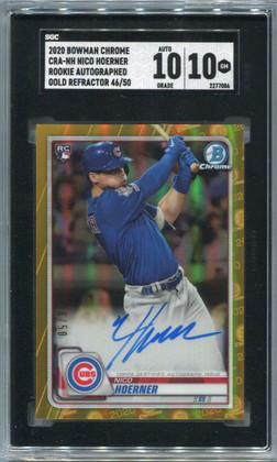 2020 Bowman Chrome Gold Refractor Nico Hoerner Rookie Auto 46/50 SGC 10