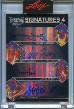 2022 Leaf Vibrance Signatures Walt Frazier West Erving Magic Johnson Quad Auto