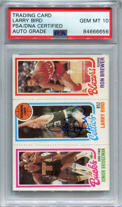 1980-81 Topps Brewer Bridgeman Larry Bird Rookie PSA/DNA GEM MT 10 Auto Grade