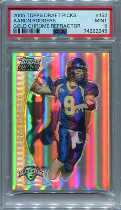 2005 Topps Draft Picks Chrome Gold Refractor Aaron Rodgers Rookie 35/199 PSA 9