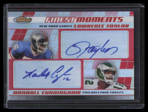 2008 Finest Moments Autographs Lawrence Taylor Randall Cunningham Dual Auto 2/10
