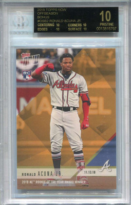 2018 Topps Now Offseason Bonus Ronald Acuna Rookie BGS 10 PRISTINE BLACK LABEL