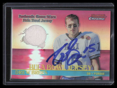 2001 Bowman Chrome Rookie Relics BCRDB Drew Brees Rookie Jersey Auto Beckett