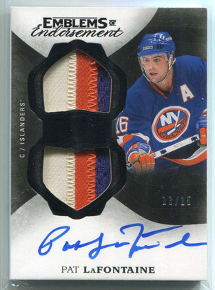 2017-18 The Cup Emblems of Endorsement EEPL Pat LaFontaine Dual Patch Auto 13/15