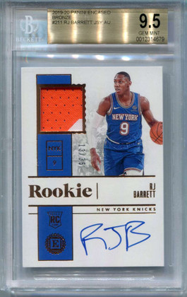 2019-20 Panini Encased Bronze 211 RJ Barrett Rookie Patch Auto 13/35 BGS 9.5 GEM