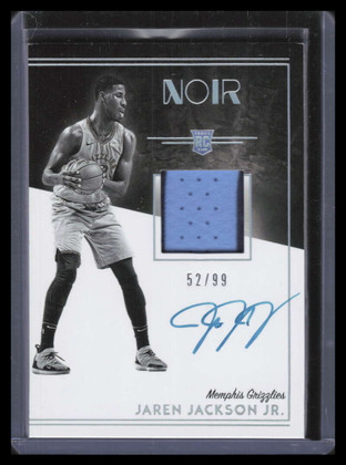 2018-19 Panini Noir 304 Jaren Jackson Jr. BW Rookie Patch Auto 52/99 Black White