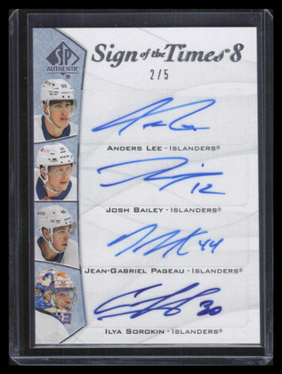 2021-22 SP Authentic Sign of the Times Eights Parise Bailey Lee Sorokin Auto 2/5