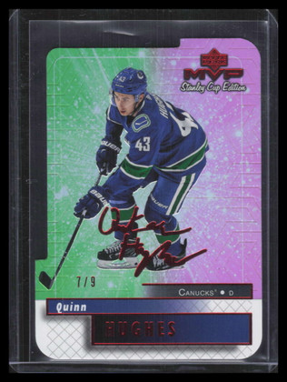 2019-20 UD MVP Stanley Cup Colors and Contours Purple 97 Quinn Hughes Rookie 7/9