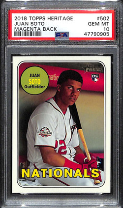 2018 Topps Heritage Magenta Back 502 Juan Soto Rookie /10 PSA 10 GEM MT