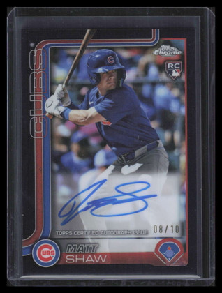 2025 Topps Chrome Rookie Autographs Black Refractor RAMS Matt Shaw RC Auto 8/10