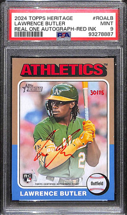 2024 Topps Heritage Real One Autograph Red Ink Lawrence Butler RC Auto /75 PSA 9