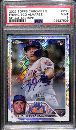 2023 Topps Chrome Logofractor Variation Francisco Alvarez RC Auto SP 12/25 PSA 9