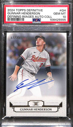2024 Topps Definitive Defining Images DAACGH Gunnar Henderson Auto 7/25 PSA 10