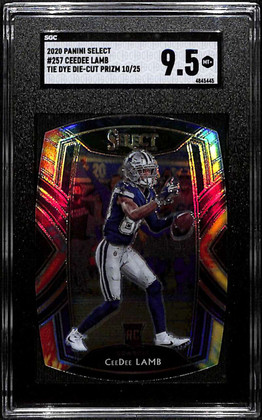 2020 Select Prizm Tie Dye Die Cut Refractor 257 CeeDee Lamb Rookie 10/25 SGC 9.5