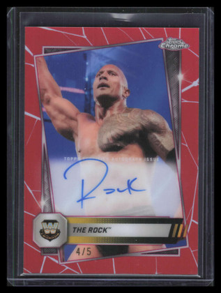 2025 Topps Chrome WWE Autographs Red Refractor CLARK The Rock Auto 4/5