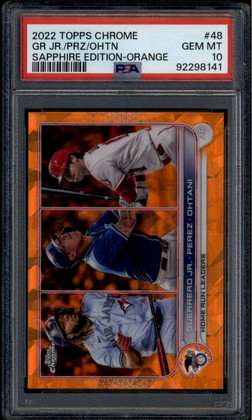 2022 Topps Chrome Sapphire Orange Refractor 48 Perez Guerrero Ohtani /25 PSA 10