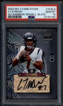 2023 Wild Card 7 Card Studs Rainbow Spade CJ Stroud Rookie Auto 2/2 PSA 10 GEM