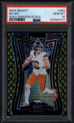 2024 Select Prizm Gold Dragon Scale Refractor 382 Bo Nix RC 2/10 Suite PSA 10
