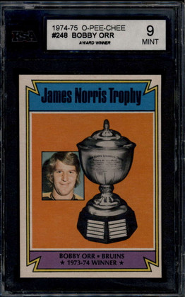 1974-75 Topps 248 Bobby Orr Norris Award Winner KSA 9 MINT