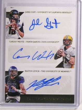 2016 Prime Signatures Jared Goff Carson Wentz Lynch autograph rc #d12/25