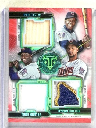 2020 Topps Triple Threads Rod Carew Hunter Buxton patch jersey bat 1/1