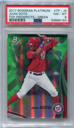 2017 Bowman Platinum Top Prospects Green TPJS Juan Soto 87/99 PSA 8 NM-MT