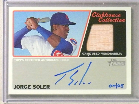 2015 Topps Heritage Clubhouse Collection Jorge Soler Bat Auto #D04/25