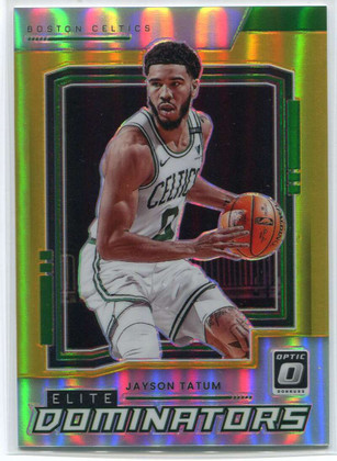2021-22 Donruss Optic Elite Dominators Gold Refractor 12 Jayson Tatum 4/10