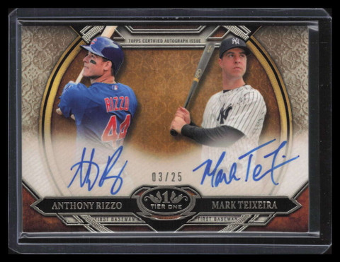 2015 Topps Tier One Autographs DART Mark Teixeira Anthony Rizzo Dual Auto 3/25