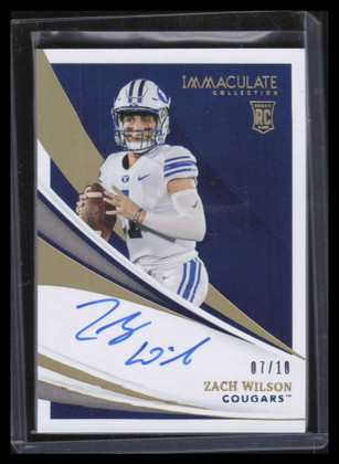 2021 Immaculate Collegiate Autographs Gold 103 Zach Wilson Rookie Auto 7/10