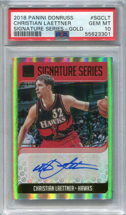 2018-19 Donruss Signature Series Gold Christian Laettner Auto 9/10 PSA 10 GEM MT