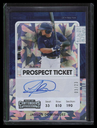 2021 Panini Contenders Autographs Cracked Ice Jasson Dominguez Rookie Auto 3/23