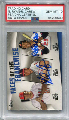 2019 Topps Faces Franchise Trout Carew Nolan Ryan Dual PSA/DNA Certified Auto