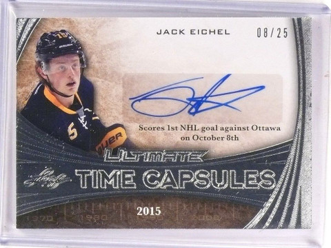 15-16 Leaf Ultimate Time Capsules Jack Eichel autograph auto rc #D08/25