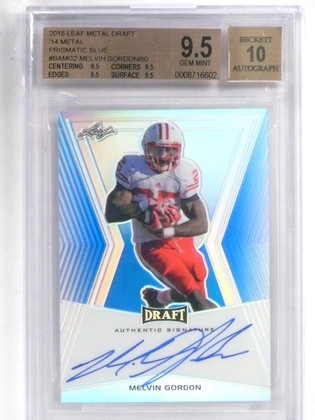 2015 Leaf Metal Draft Blue Melvin Gordon Autograph rc #d44/50 BGS 9.5