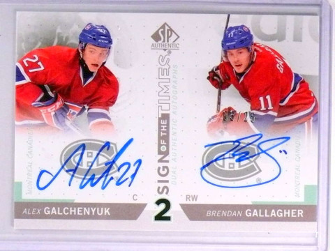 2013-14 SP Authentic Sign of Times Galchenyuk Gallagher Autograph #D03/25