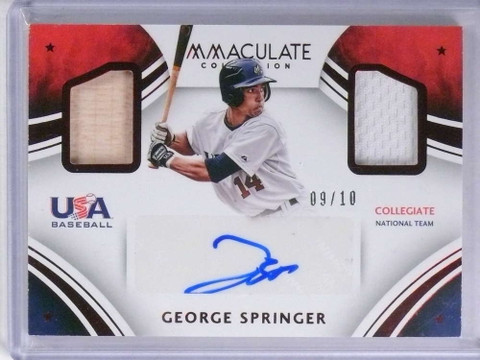 2016 Panini Immaculate USA George Springer autograph jersey bat #D09/10