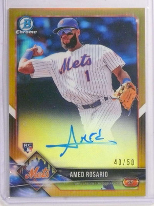 2018 Bowman Chrome Gold Refractor Amed Rosario autograph auto rc #D/50