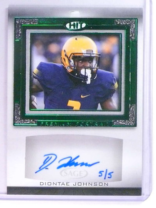 2019 Sage Hit Emerald Diontae Johnson autograph auto rc rookie #D5/5 