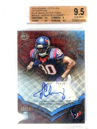 DELETE 26382 2014 Bowman Sterling Blue Wave Jadeveon Clowney autograph rc /15 BGS 9.5