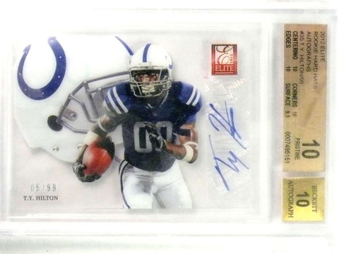 2012 Elite Rookie Hard Hats T.Y. Hilton autograph auto rc #D06/99 BGS 10