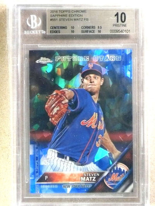 2016 Topps Chrome Sapphire Steven Matz #551 BGS 10 Pristine