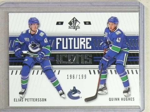2019-20 SP Authentic Future Icons Elias Pettersson Quinn Hughes #/199 #144