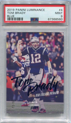 2019 Panini Luminance Blue 4 Tom Brady 73/99 PSA 9 MINT