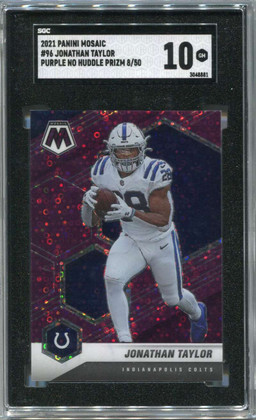 2021 Panini Mosaic No Huddle Purple 96 Jonathan Taylor 8/50 SGC 10 GEM MINT