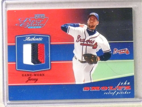 2002 Playoff Piece Of The Game Platinum John Smoltz Jersey Patch #D04/25