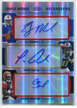 2013 Topps Chrome TRAMAB Manuel Bernard Tavon Austin Rookie Triple Auto 14/15