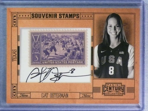 2010 Panini Century Baseball Souvenir Stamps Cat Osterman Autograph #33/42