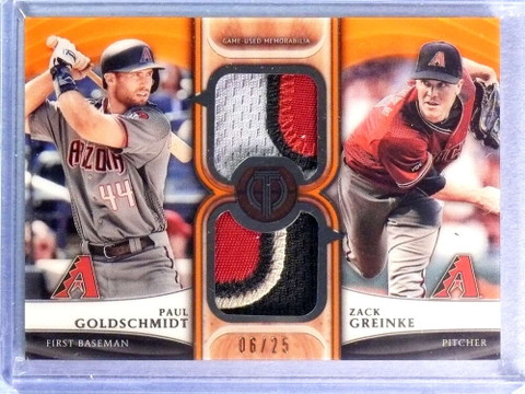 2018 Topps Tribute Dual Orange Paul Goldschmidt Zack Greinke Patch #06/25 #DRGG