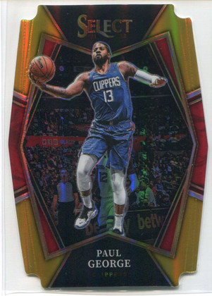 2021-22 Select Prizms Gold Die Cut Refractor 129 Paul George 2/10 Premier Level